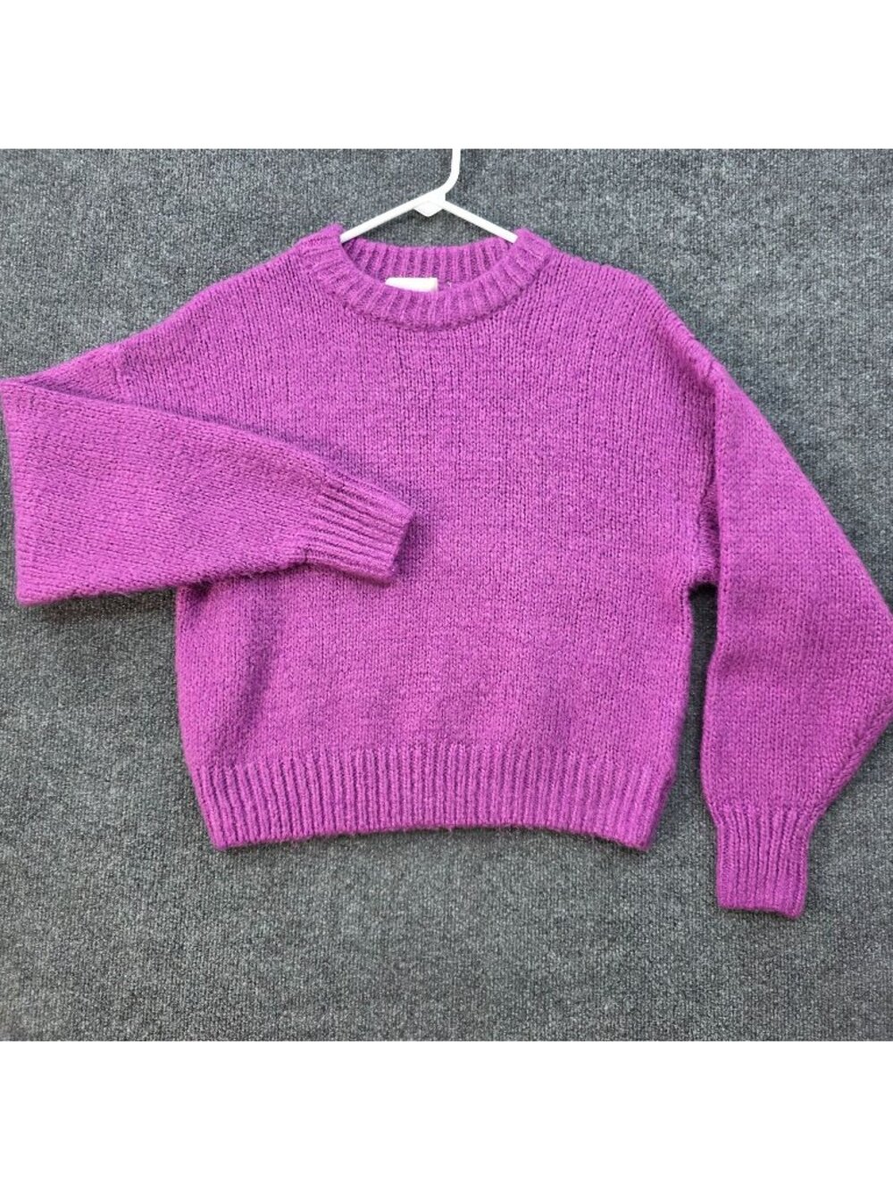 H&M Chunky Knit Crewneck Sweater Sz S Purple Wool Blend Dopamine Cozycore Layers